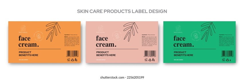 Skin care cosmetic labels vector set of templates cosmetic packaging design, label, branding. Premium design with floral illustrations. Hair care, skin care labels face cream label designs.