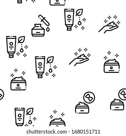 Skin Care Cosmetic Seamless Pattern Vector Thin Line. Illustrations