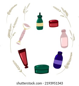 Skin care cosmetics bottles dark style 