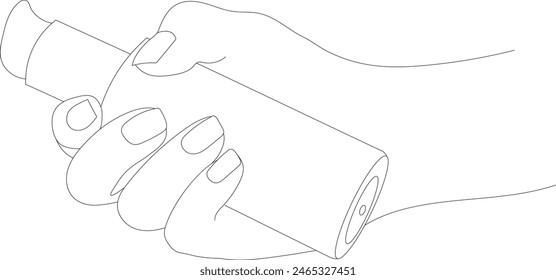 Skin care and cosmetics concept. Hand holds tube of cleansing foam, gel, water, oil. Trendy flat style. Vector illustration.