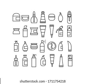 Skin care cosmetics and hygiene products icons set