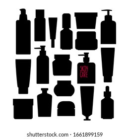 Equipo de cosméticos para el cuidado de la piel. Ilustración del vector