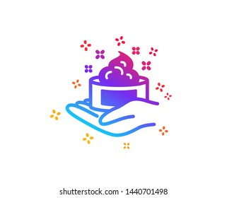 Skin care cream icon. Gel or lotion sign. Hand symbol. Dynamic shapes. Gradient design skin care icon. Classic style. Vector