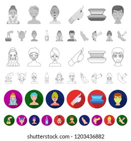 Skin care flat icons in set collection for design. Face and body vector symbol stock web illustration.