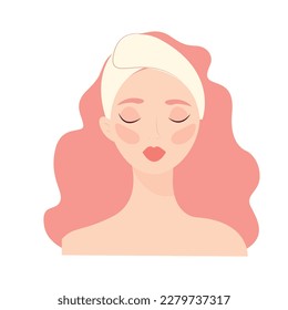 skin care. girl and skin care. beautiful skin care vector illustration