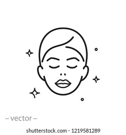 Skin Care Icon, Beauty Skin, Woman's Face Linear Sign On White Background - Editable Vector Illustration Eps10