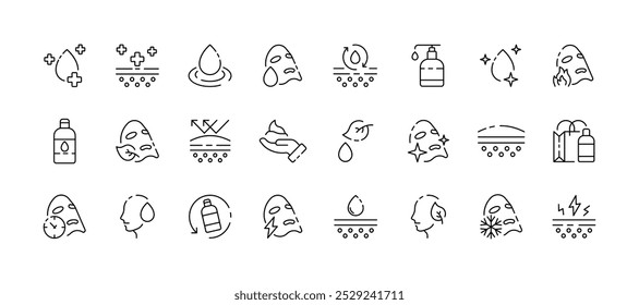 Skin care icon collection. Cosmetics design. Skin care linear style. Vector icons