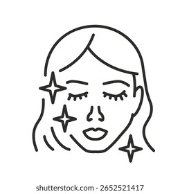 Skin care icon. Linear vector illustration. Woman face line icon. Simple symbols. Beauty skin. Face mask concept.