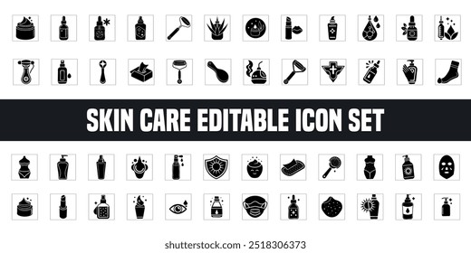Skin Care Icon Set: Design de vetor editável para beleza e bem-estar
