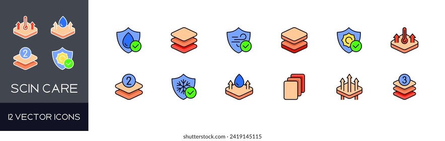 Skin care icon set. Flat style. Vector icons