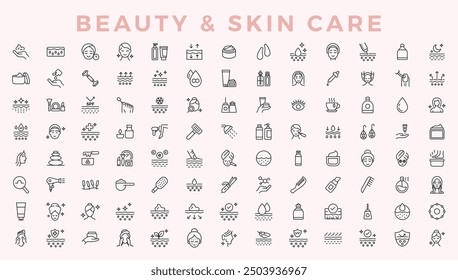 Skin Care Icon Set. Wellness und Body Spa, Vektorgrafik 