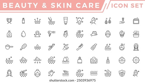 Skin care icon set. Wellness and body spa vector illustration 