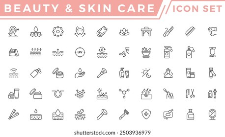 Skin care icon set. Wellness and body spa vector illustration 