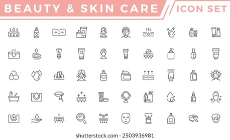 Skin care icon set. Wellness and body spa vector illustration 