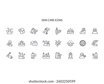 Skin care icon set.vector.Editable stroke.linear style sign for use web design,logo.Symbol illustration.