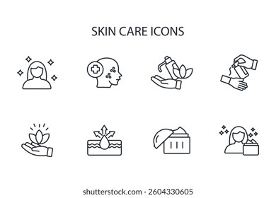 Skin care icon set.vector.Editable stroke.linear style sign for use web design,logo.Symbol illustration.