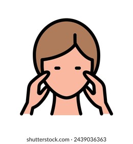 Symbol für Hautpflege. Einfache flache Art. Gesicht, Schönheit, Gesundheit, Frau, gesund, Maske, sauber, frisch, Mädchen, Akne, Reinigungskonzept. Vektor-Illustration isoliert auf weißem Hintergrund. Ästhetische Kosmetik, Farbe