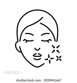 Skin care icon. Simple outline style. Face, beauty, health, woman, healthy, mask, clean, fresh, girl, acne, cleansing concept. Vector illustration isolated on white background. Editable stroke EPS 10