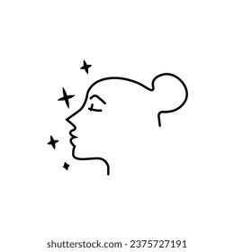 Skin care icon. Simple outline style. Face, beauty, health, woman, healthy, mask, clean, fresh, girl, acne, cleansing concept. Vector illustration isolated on white background. 