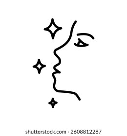 Skin care icon. Thin graphic elements vector illustration, outline pattern on a white background