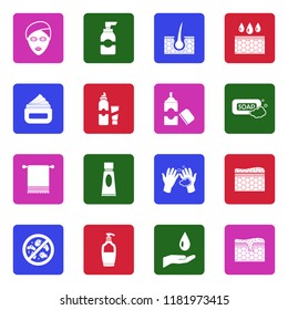 Skin Care Icons. White Flat Design In Square. Vector Illustration. 