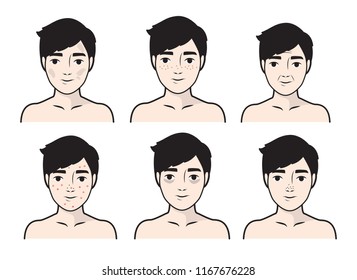 Skin care illustrations.Skin care routine icons set in line style. Vector illustration.