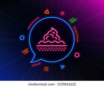 Skin care line icon. Neon laser lights. Moisture cream sign. Cosmetic lotion symbol. Glow laser speech bubble. Neon lights chat bubble. Banner badge with skin care icon. Vector