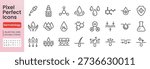 Skin care line icon set. Water drop, retinol, beauty collagen, serum acid, acne treatment, niacinamide minimal vector illustrations. Outline signs for dermatology. 48x48 Pixel Perfect. Editable Stroke