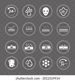 Skin care line icons. Collagen, Cream, Serum oil and Skincare. Face sun lotion gel, Uv protection, vitamin E icons. Face skin care cream protection. Linear set. Quality line set. Vector