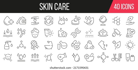 Skin care line icons collection. Set of simple icons. Vector illustration