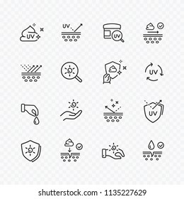 Skin care line icons isolated on transparent background. Vector set of sun lotion, medical cream elements, protection icons, outline stroke symbols.
Skin care line icons isolated on transparent background. Vector set of sun lotion, medical cream elements, protection icons, outline stroke symbols.