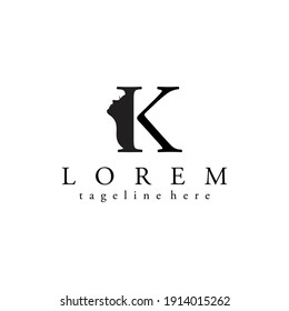 skin care logos or for Beauty salons, logo initial letter K with women's facial silhouettes. vector eps 10.