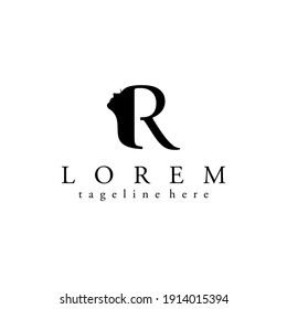 skin care logos or for Beauty salons, logo initial letter R with women's facial silhouettes. vector eps 10.