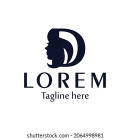 skin care logos or for Beauty salons, logo initial letter D with women's facial silhouettes. vector eps 10.