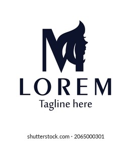 skin care logos or for Beauty salons, logo initial letter M with women's facial silhouettes. vector eps 10.