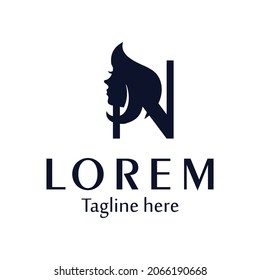 skin care logos or for Beauty salons, logo initial letter N with women's facial silhouettes. vector eps 10.