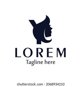 skin care logos or for Beauty salons, logo initial letter Y with women's facial silhouettes. vector eps 10.