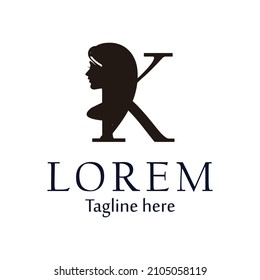 skin care logos or for Beauty salons, logo initial letter K with women's facial silhouettes. vector eps 10.