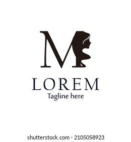 skin care logos or for Beauty salons, logo initial letter M with women's facial silhouettes. vector eps 10.