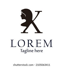skin care logos or for Beauty salons, logo initial letter X with women's facial silhouettes. vector eps 10.