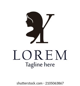 skin care logos or for Beauty salons, logo initial letter Y with women's facial silhouettes. vector eps 10.