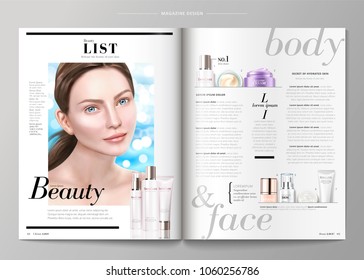 Skin Care Magazine Cosmetic Products Attractive Stock Vector (Royalty ...