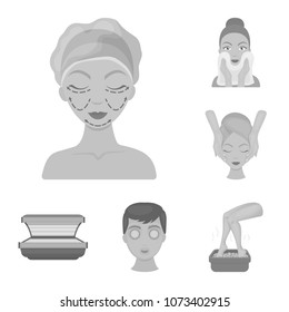 Skin care monochrome icons in set collection for design. Face and body vector symbol stock web illustration.