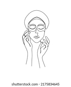 skin care one line illustration. line art woman beauty drawing design