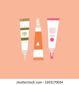 Skin care package design set. Vector illustration.
