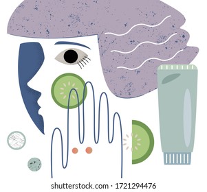 A skin care routine. Abstract modern vector illustration. Simplified decorative composition, collage for any use.