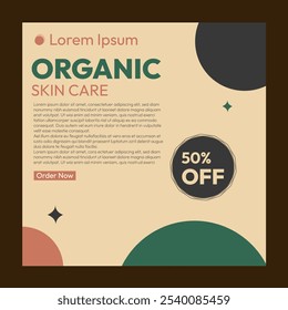 Skin care routine social media poster design with editable design elements and typography space in natural colors. Skin health concept design