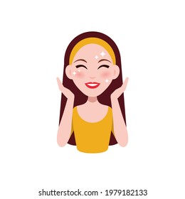 Skin care routine. Stages of skin care. Beautiful girl cleaning and care her face with various actions. love your skin. Clear skin