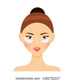 Skin care routine. Woman with eye patch. Beauty treatment