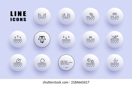 Skin care set icon. Face, personal hygiene, clean pores, protection, moisturizer, arrows, evaporation, leaf, eco. Selfcare concept. Neomorphism style. Vector line icon for Business and Advertising.